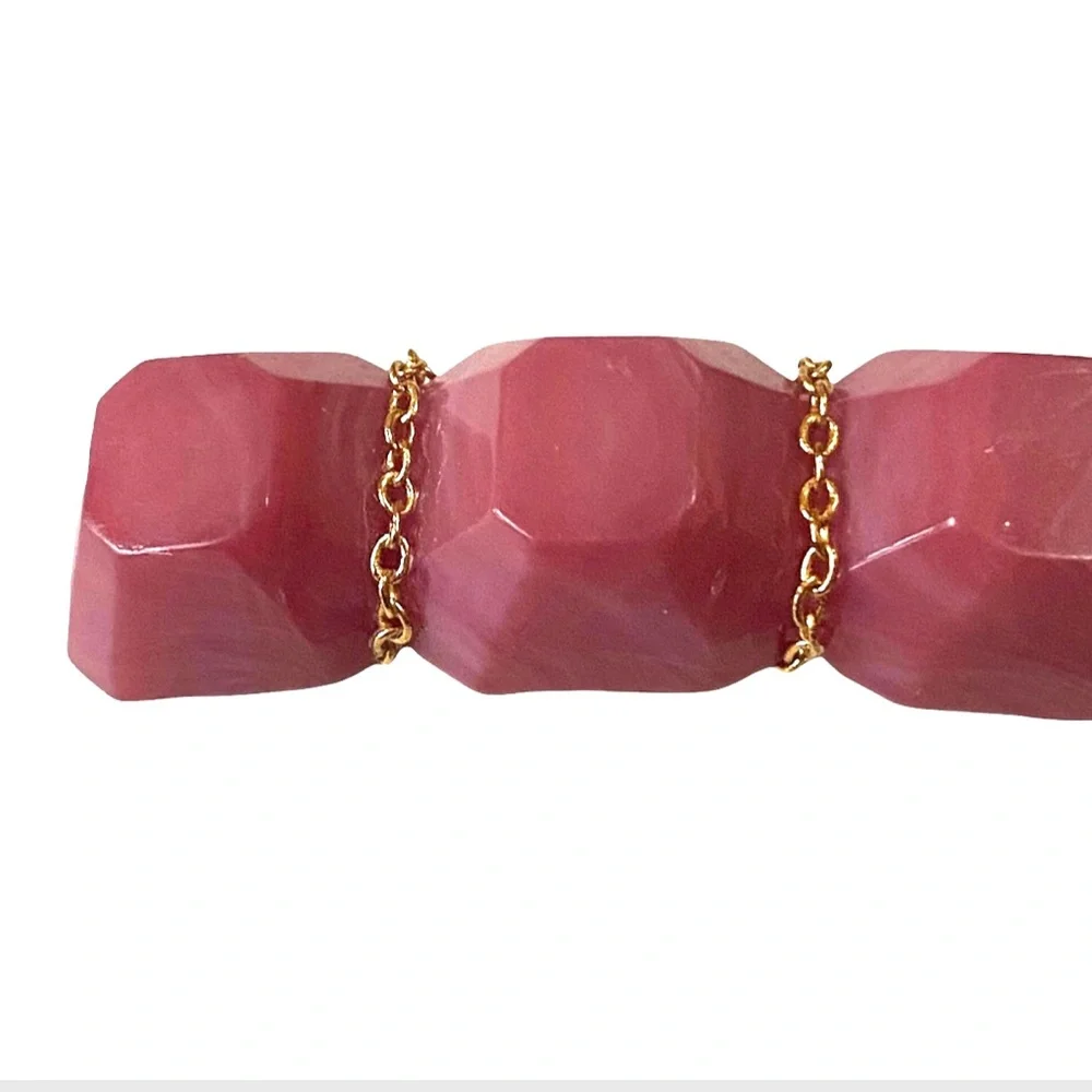 Alexandre de Paris 1980’s French Barrette in Pink & Gold, Lux Handmade Hair Clip
